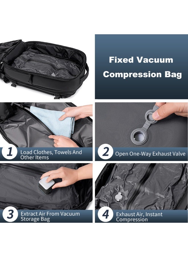 أركتيك هانتر حقيبة ظهر كبيرة للسفر من Arctic Hunter بسعة 36 لترًا مع خاصية الضغط الفراغي، قابلة للتوسيع، مقاومة للماء، مناسبة لحمل الكمبيوتر المحمول مقاس 15.6 بوصة، للرجال - Image 3